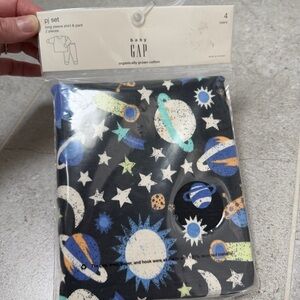 Baby GAP Space-Themed Kids Long John Pajama Set - Black and Blue, NWT